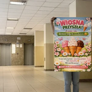 Plakat wielkoformatowy wydruk A1, promocja lodów dla firmy